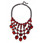 Ruby Red Gemstone Cascade Bib Necklace